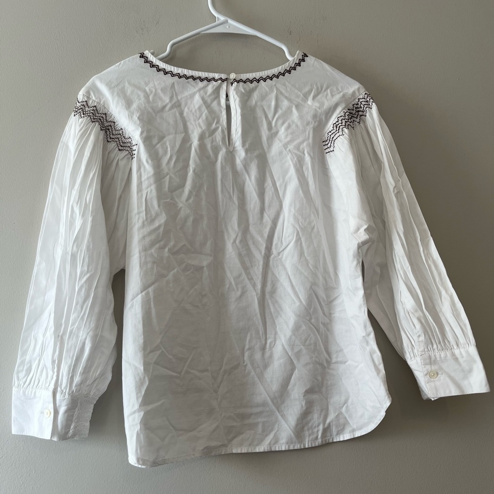 Madewell Embroidered Poplin Balloon-Sleeve Top size S - Picture 9 of 12